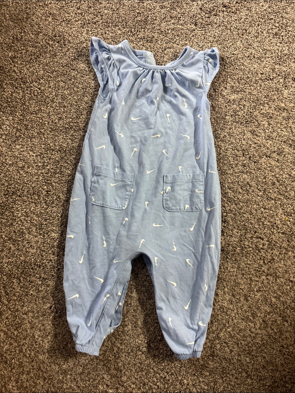 Nike Light Blue Baby Swoosh Romper Girls Size 12months